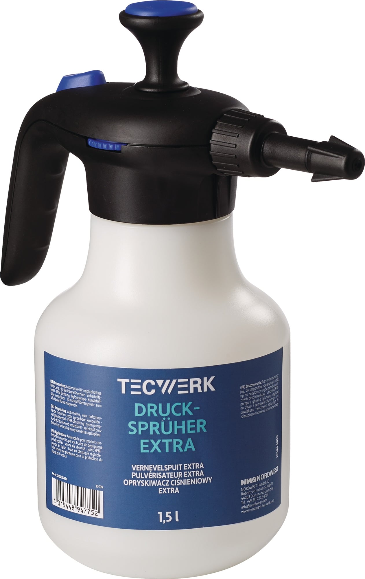 Drucksprüher Extra 1,5l FPM-Dichtung,Kunststoff-Düse TECWERK
