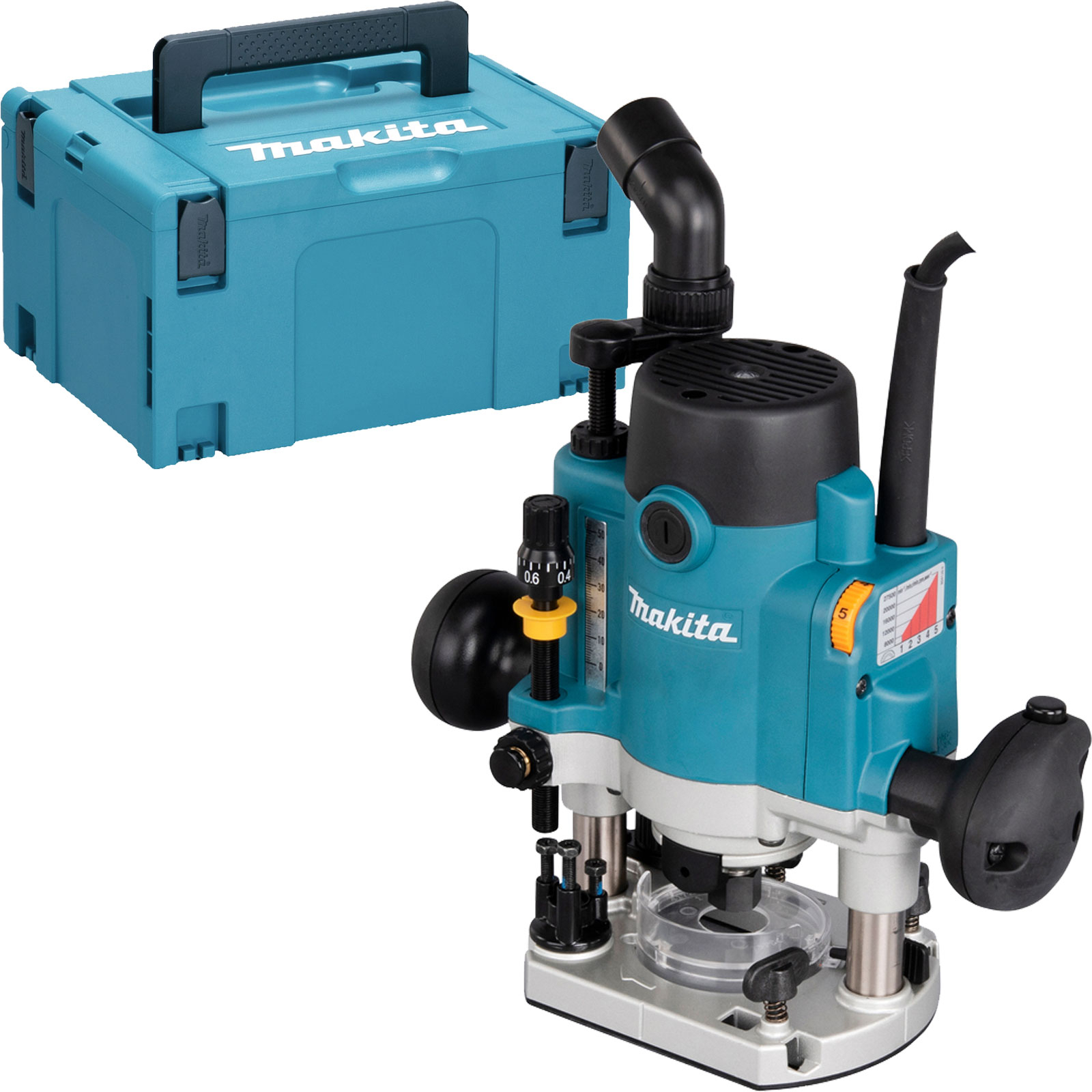 Makita RP1111CJFA Oberfräse 1.100 W inkl. D-53556 12tlg. Fräser-Set im MAKPAC