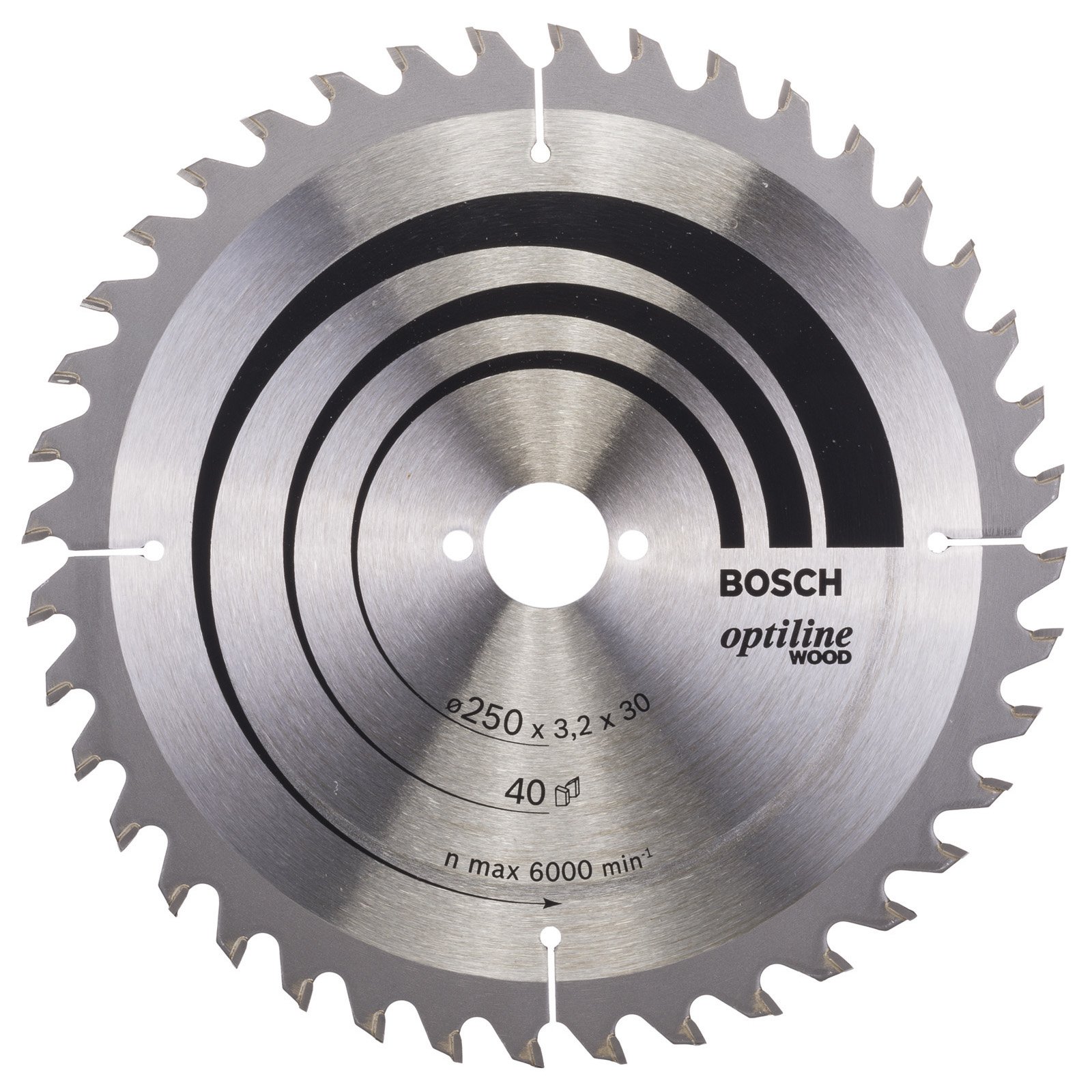 Bosch Kreissägeblatt Optiline Wood 250x30x3,2/2,2 mm 40T UW 