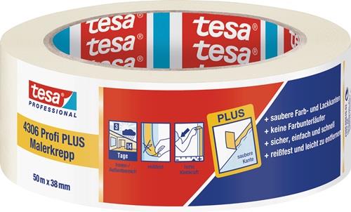 Tesa Malerkreppband 4306 Profi PLUS leicht gekreppt B.38 mm - 04306-00045-02