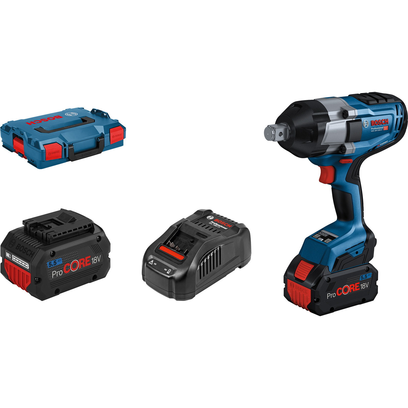 Bosch Akku-Drehschlagschrauber GDS 18V-1050 H / 2x 5,5 ProCORE18V Akku + Ladegerät in L-Boxx - 06019J8503