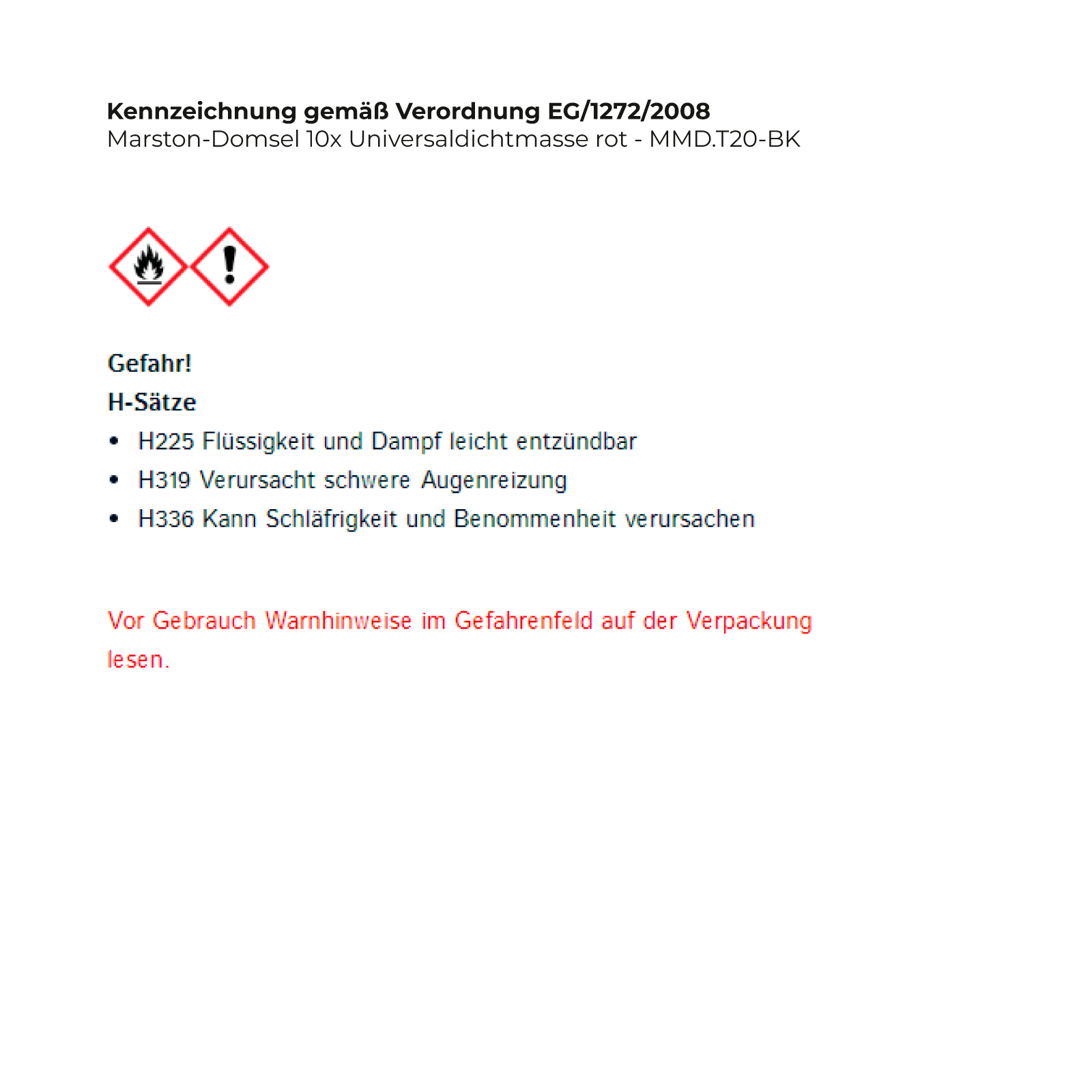 Marston-Domsel Universaldichtmasse rot 20 g Tube - MMD.T20-BK