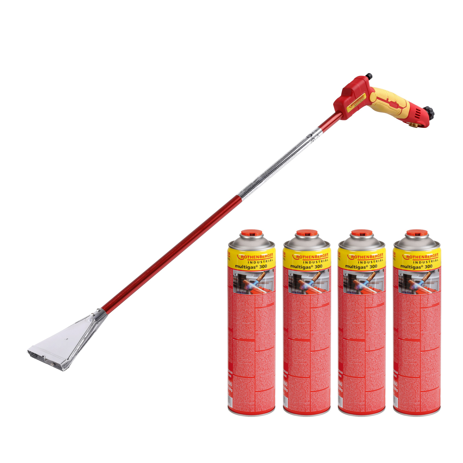 ROTHENBERGER Industrial Unkrautbrenner PREMIUM inkl. 4x Multigas 600 ml breiter Brennerkopf 900 °C - 1500005273