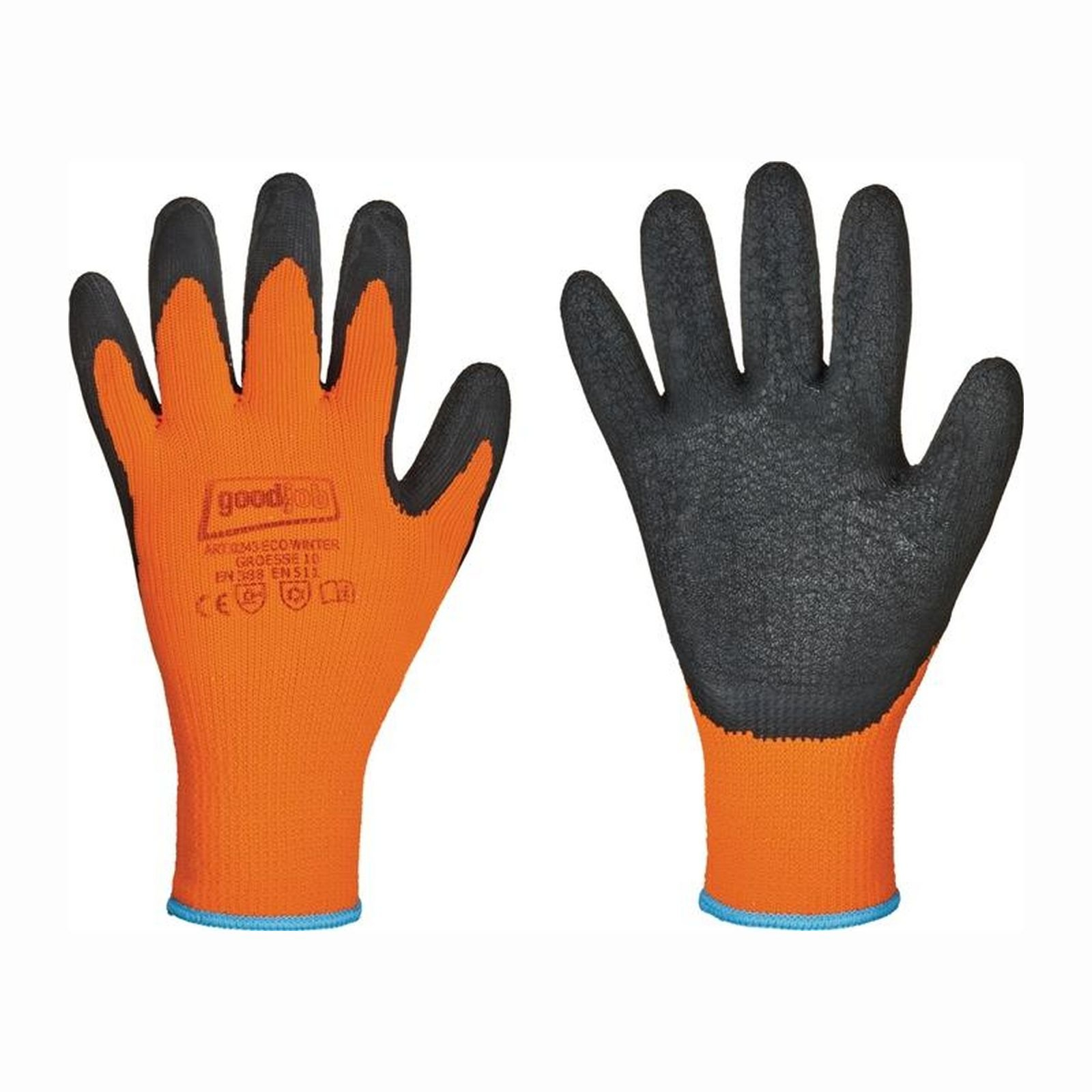 GOODJOB 12 Paar Kälteschutzhandschuh Eco Winter schwarz / orange