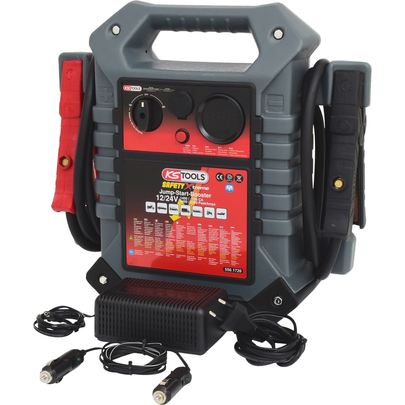 KS TOOLS 12 V + 24 V Batterie-Booster mobiles Starthilfegerät 1.400 A - 550.1720