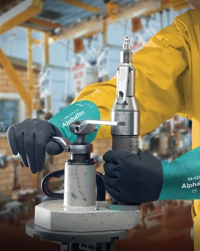 ANSELL Chemiehandschuh Alpha-Tec 58-535W grün / grau EN 388,EN 374,EN 1149 Kat.III