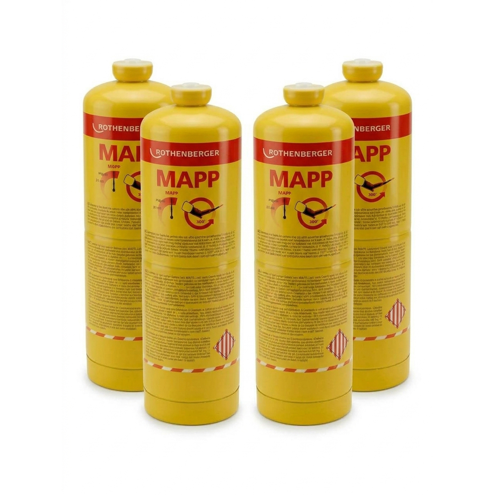 ROTHENBERGER Industrial 4x MAPP-Gas Kartusche 650ml/900g (7/16"-EU) - 035551-A-4