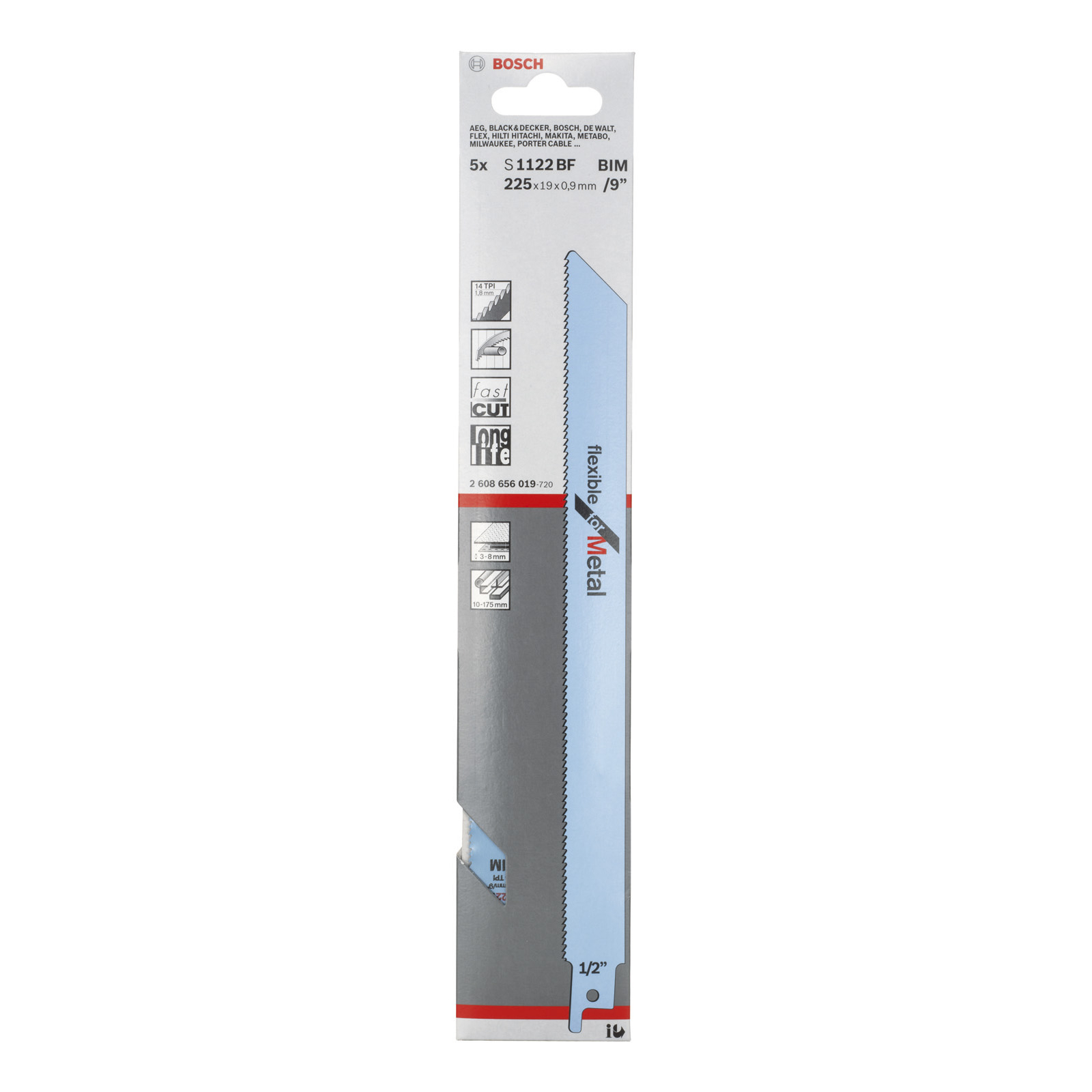 Bosch 5x Säbelsägeblatt S 1122 BF Flexible for Metal - 2608656019