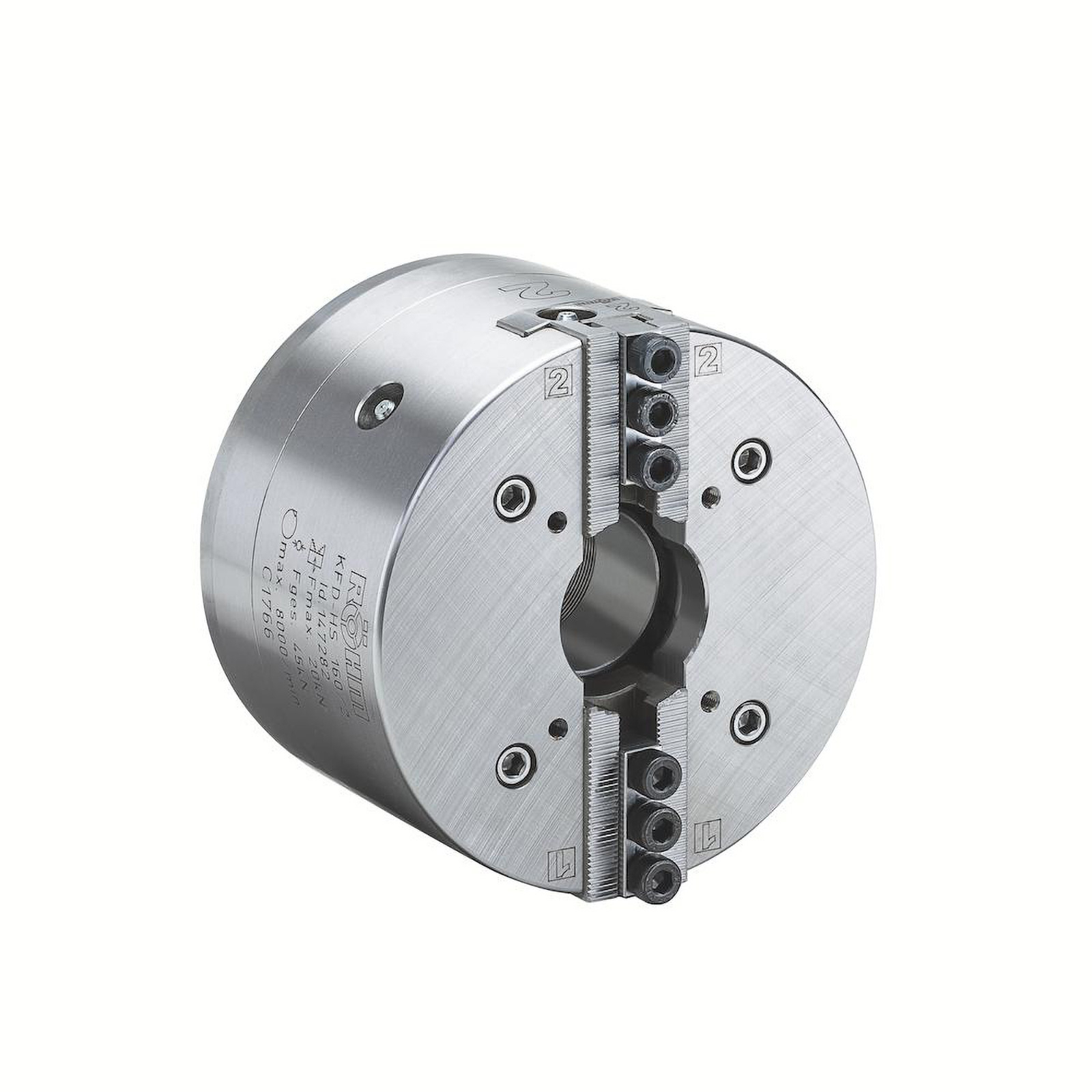 Röhm Kraftspannfutter KFD-HS 250, 2-Backen, Spitzverzahnung 90°, Zylindrische Zentrieraufnahme 220 - 148036