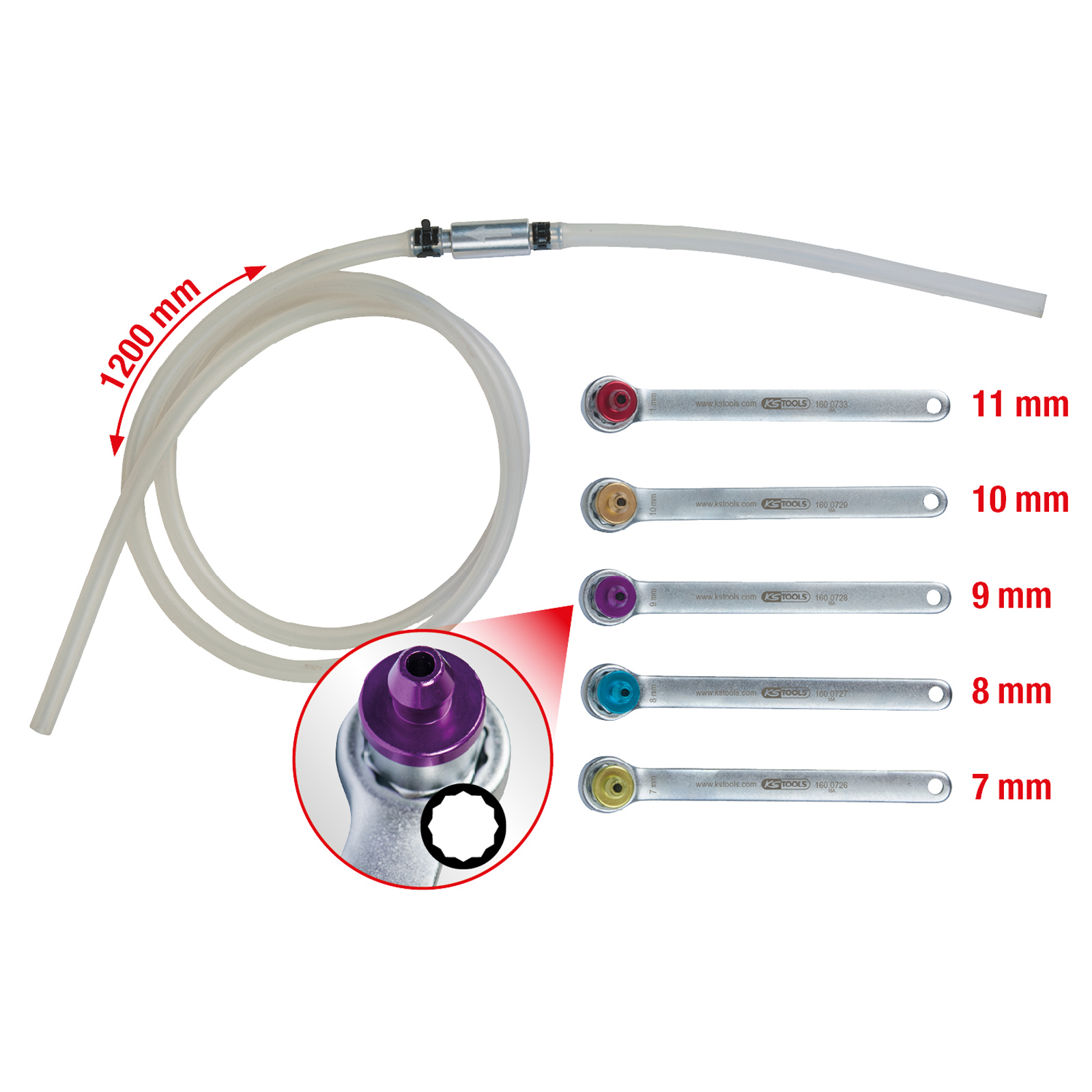KS TOOLS Bremsen-Entlüftungsschlüssel-Satz 6tlg. - 160.0725