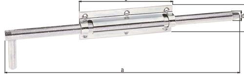 GAH Alberts Bolzen-Stangenriegel L.400mm B.57mm STA galv. gelb verz. Ausschub 120mm - 124656