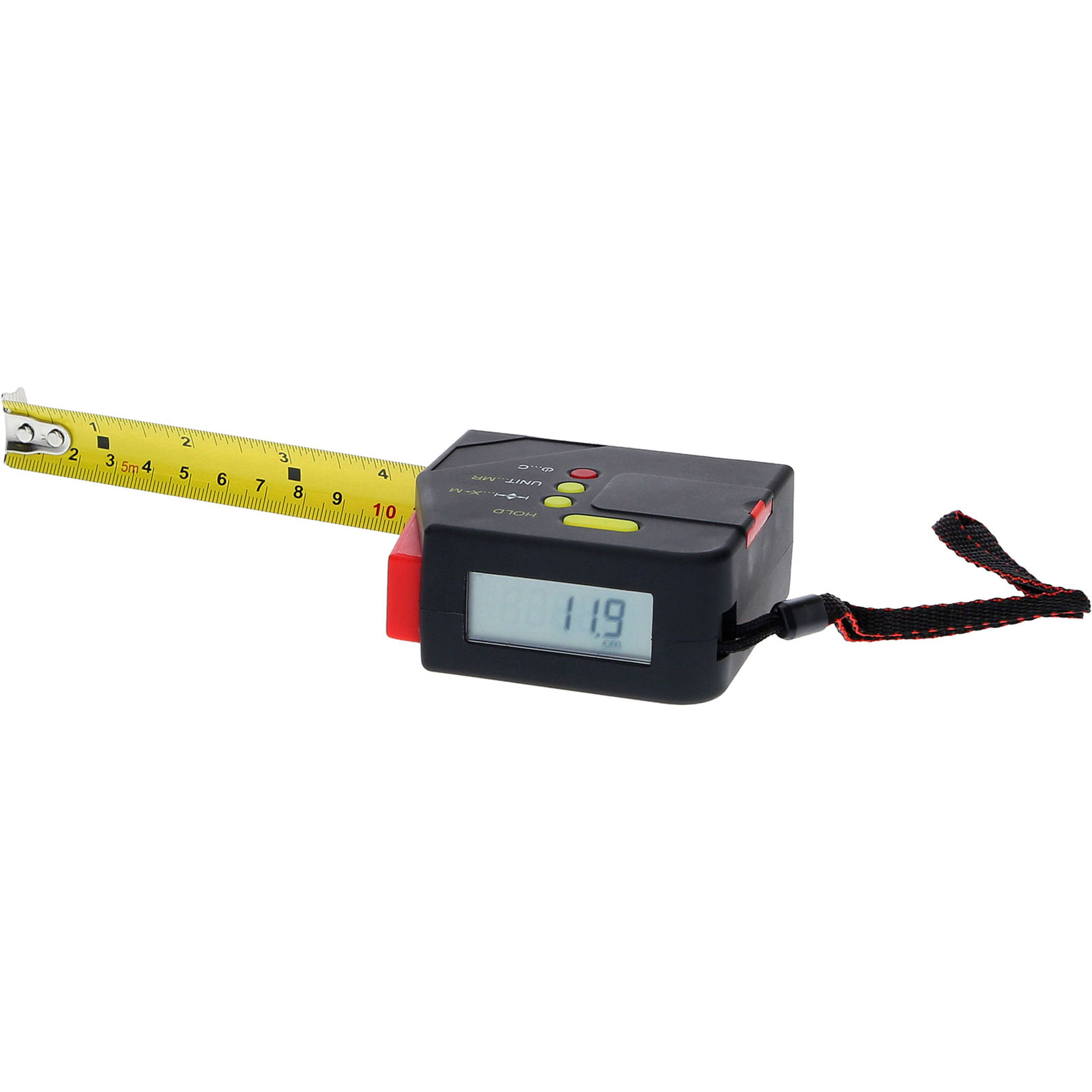 KS TOOLS Elektrisches Bandmaß mit Feststeller und Gürtelclip digital 5 m 19 mm - 300.1111