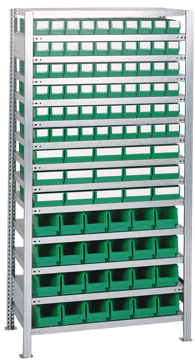Steckregal H2000xB1000xT400mm Anbauregal 12 Stahl-Bd.60x3 blau,60x3 rot TECWERK