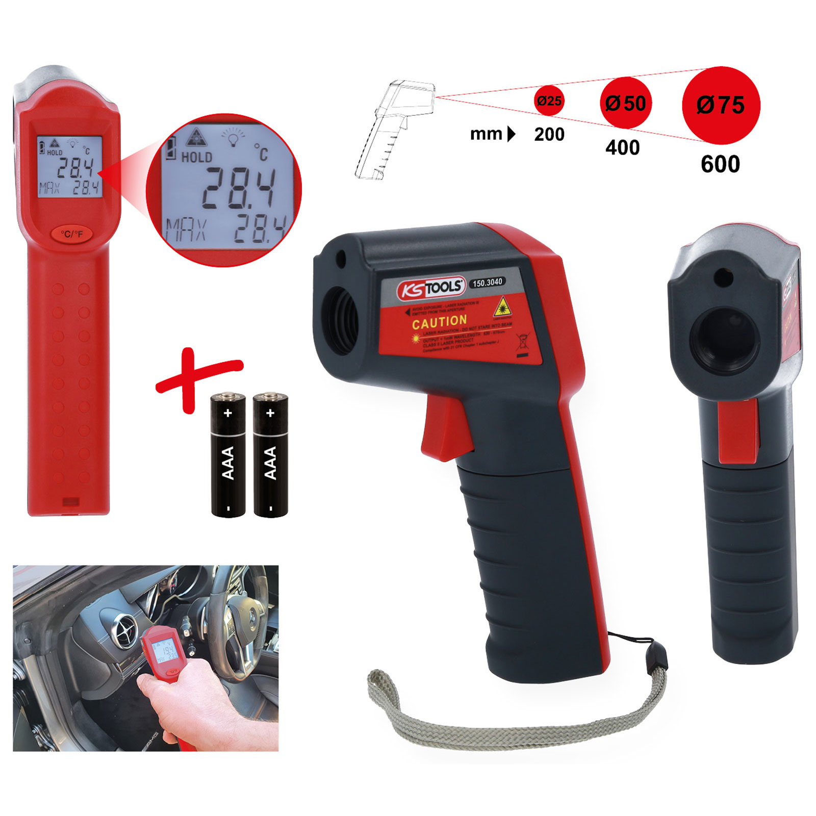 KS TOOLS Infrarot-Thermometer -38° bis 520° - 150.3040