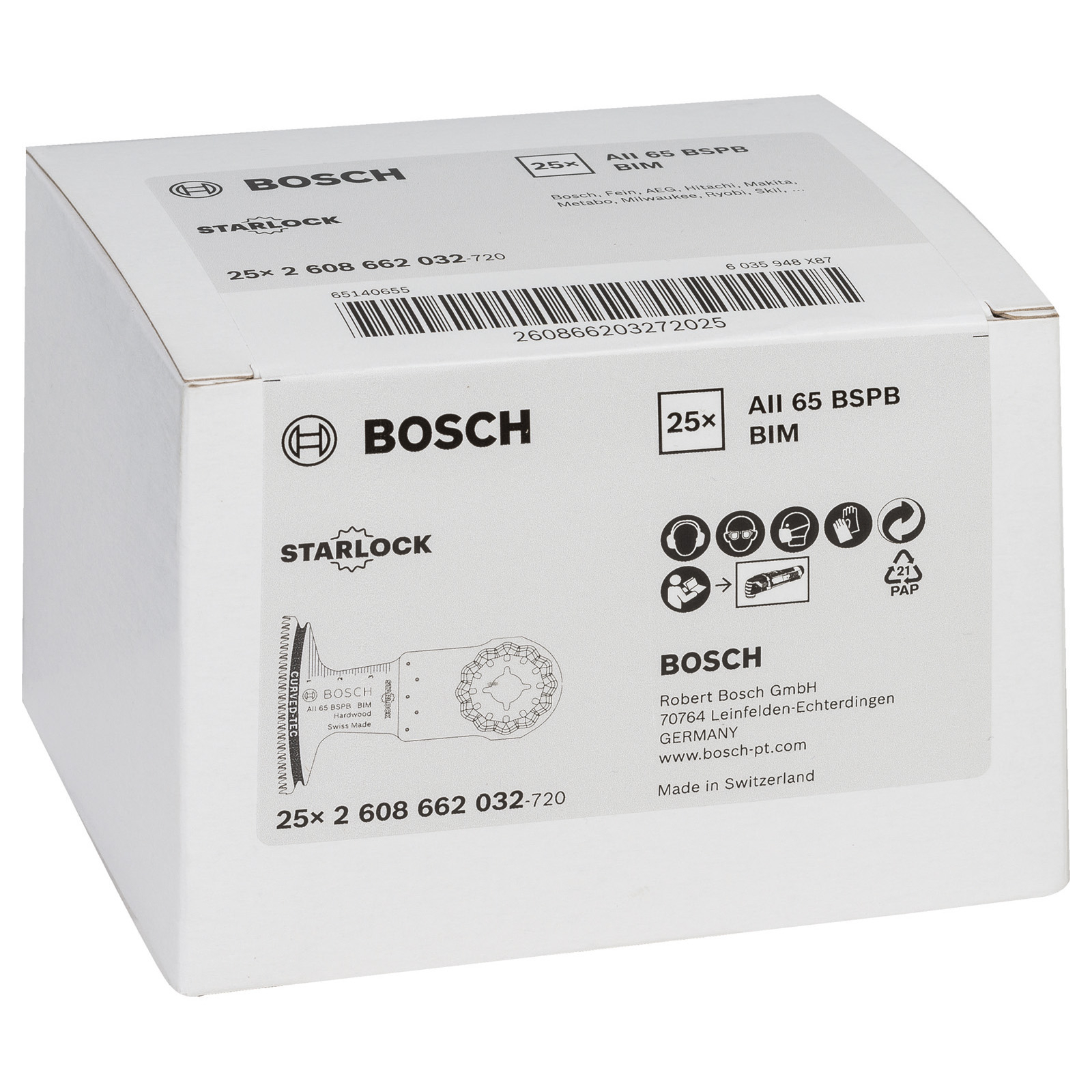 Bosch 25x BIM Tauchsägeblatt Starlock AII 65 BSPB Hard Wood 40 x 65 mm - 2608662032