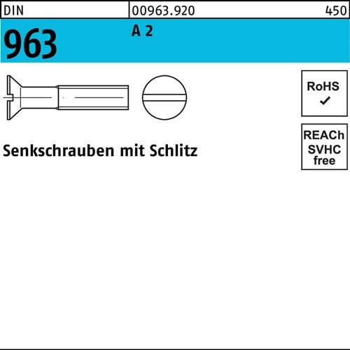 Senkschraube DIN 963 Schlitz M1,6x 10 A 2 1000 Stück