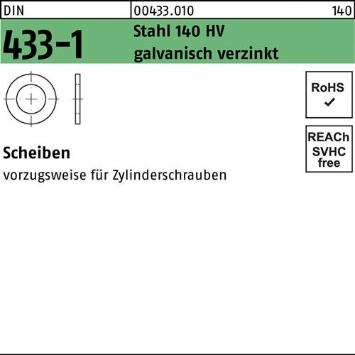 Scheibe DIN 433-1 19x30x2,5 Stahl 140 HV galv.verz. 100 Stück