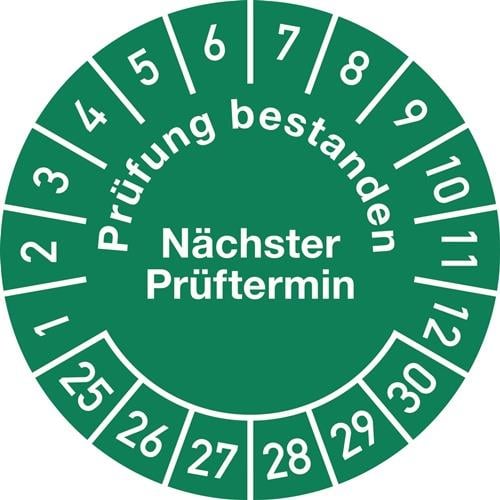 Mehrjahresprüfplakette D.30mm Prüfung bestanden 25-30 Folie Btl.a 100 St.