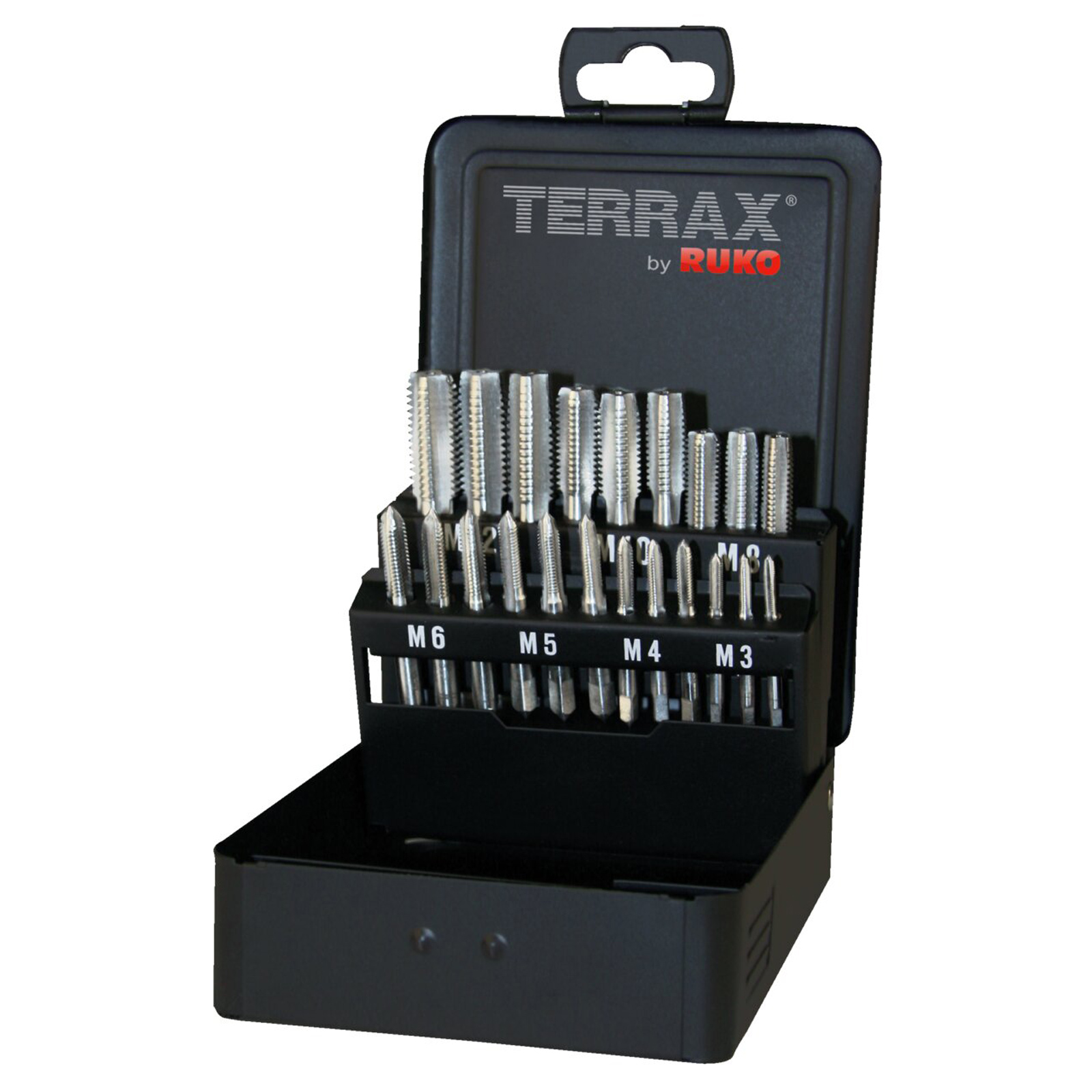 TERRAX by RUKO Handgewindebohrer-Satz M DIN 352 HSS - 21 tlg. (Kassette Stahlblech) - A245006