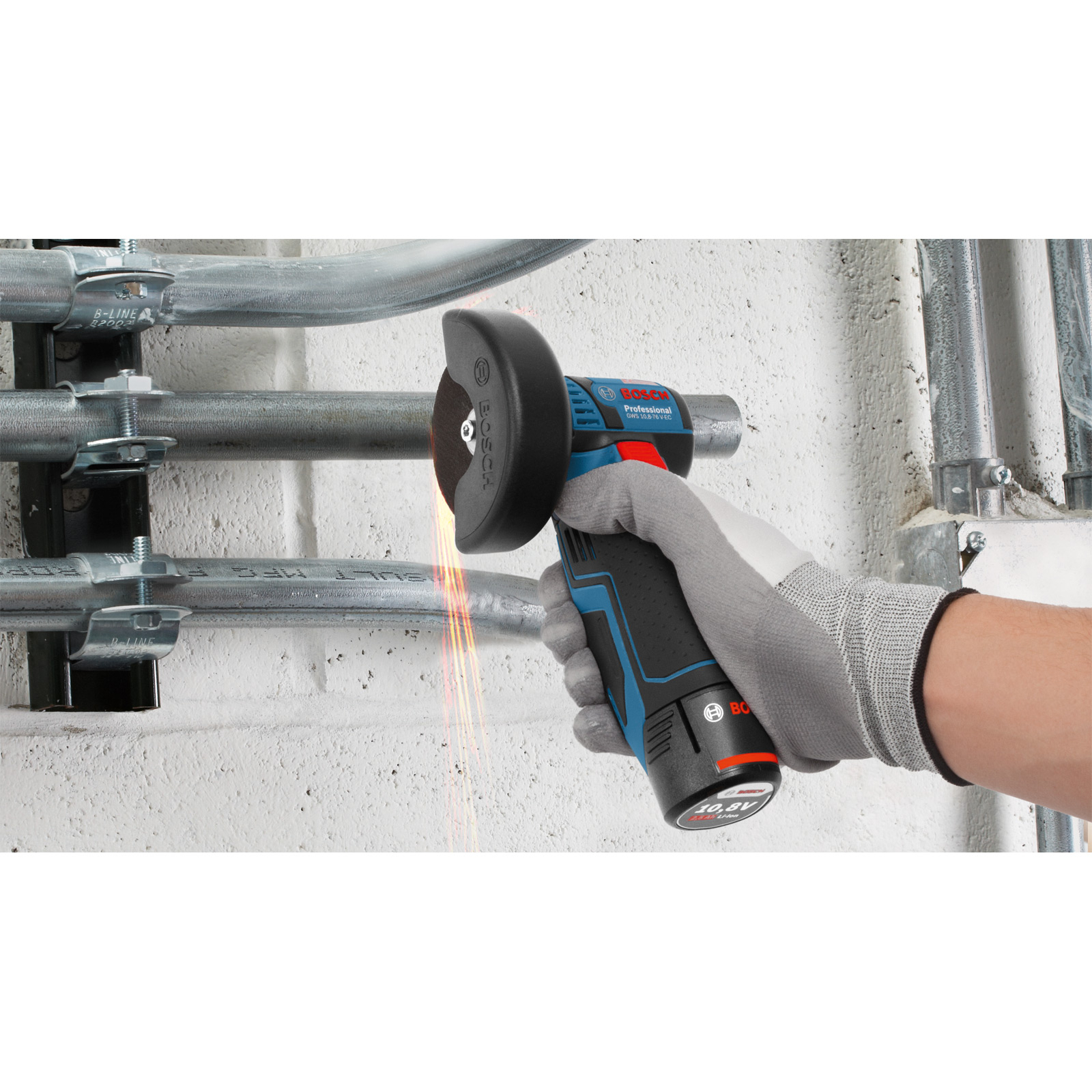 Bosch Akku-Winkelschleifer GWS 12V-76 Ø 76 mm / 2x 3,0 Ah Akku + Ladegerät in L-Boxx - 06019F200B