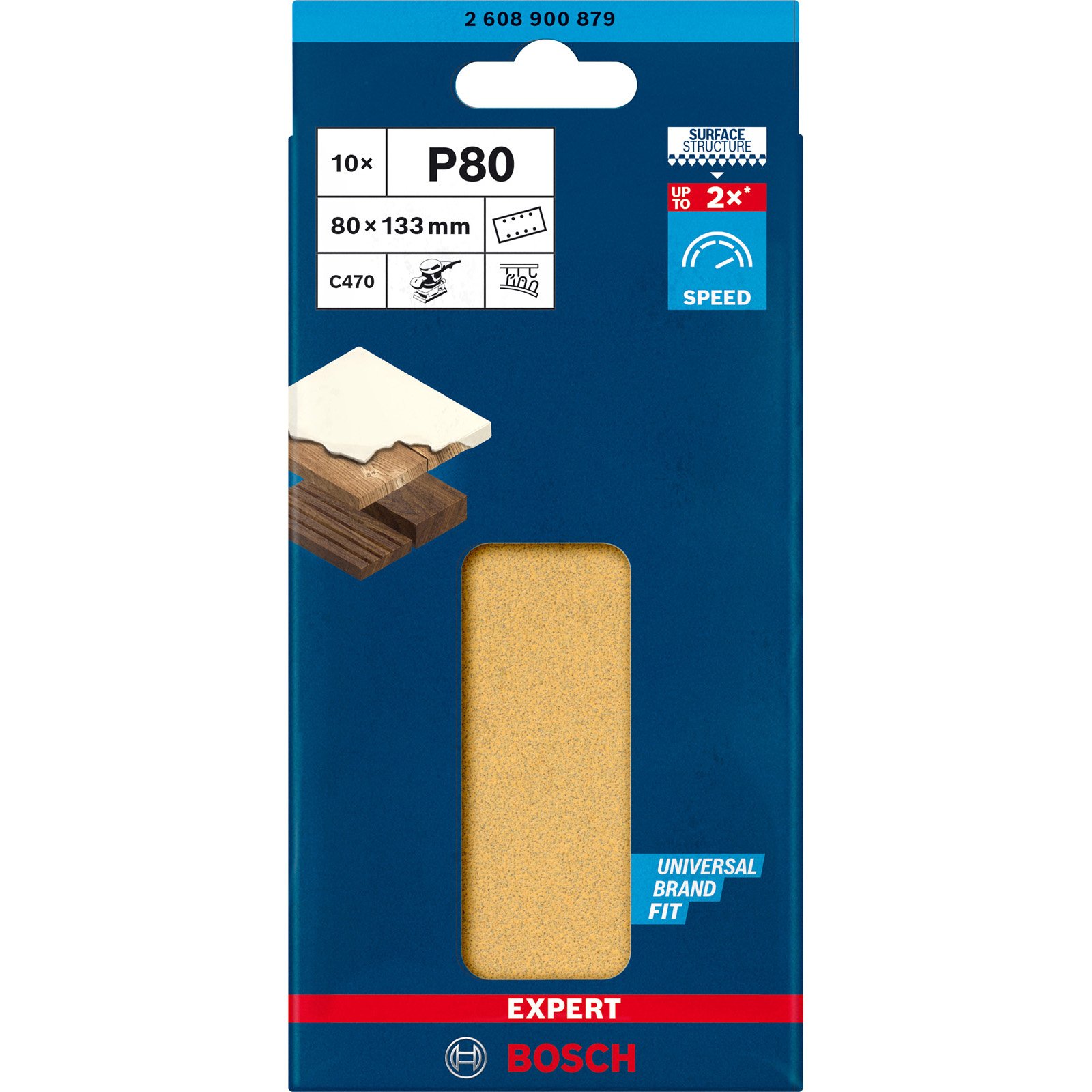 Bosch 10x Expert C470 Schleifpapier mit 8 Löchern für Schwingschleifer 80 x 133 mm G 80 - 2608900879