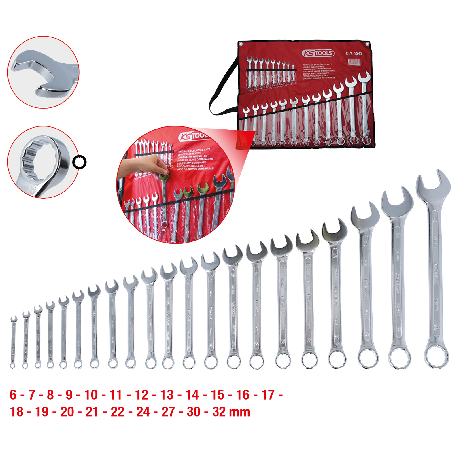 KS TOOLS Ringmaulschlüssel-Satz abgewinkelt 21tlg. 6 - 32 mm - 517.0043