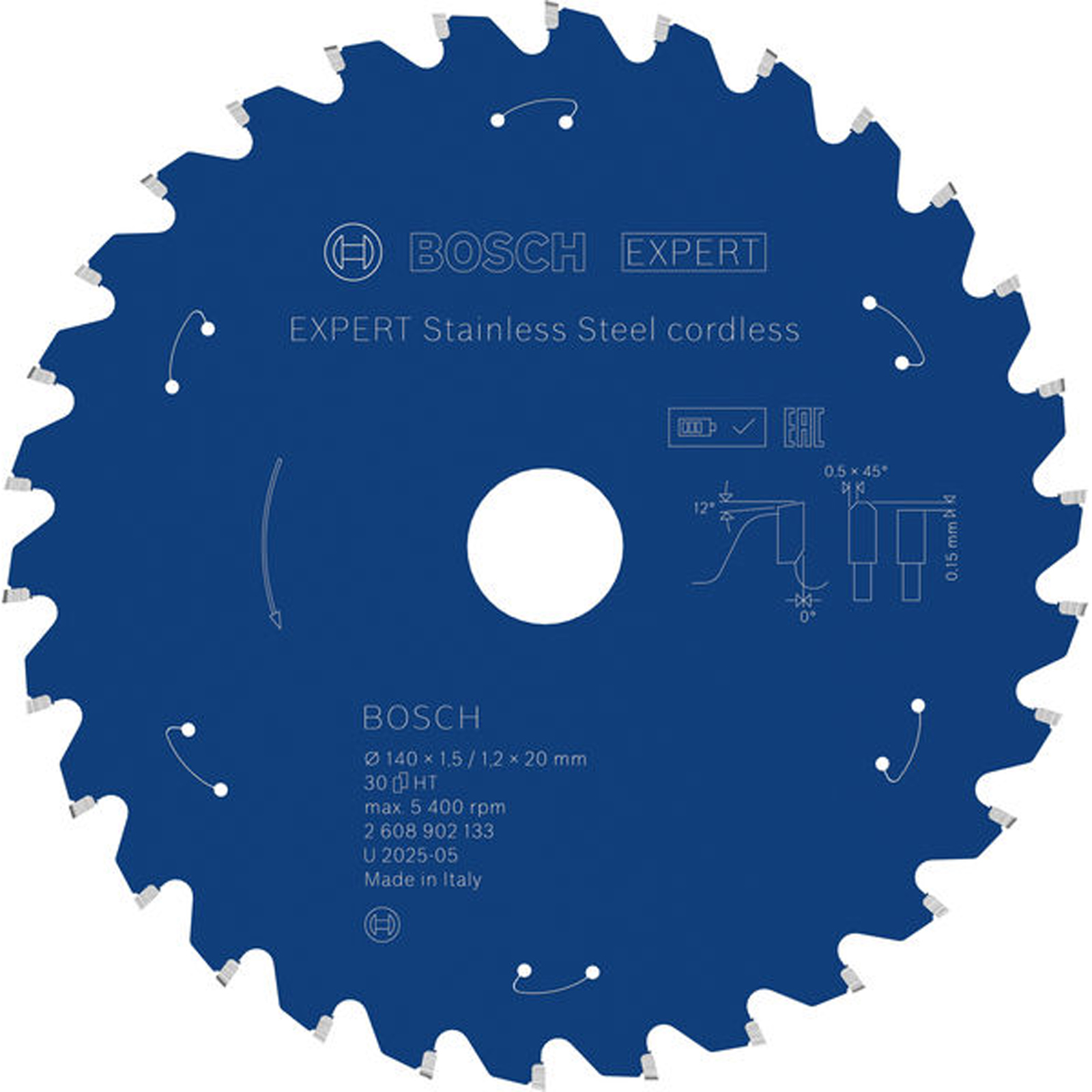 Bosch EXPERT Stainless Steel Kreissägeblatt 140x20 mm Z30 - 2608902133