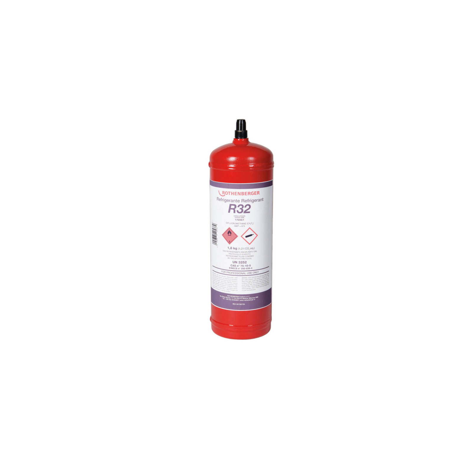 ROTHENBERGER Kältemittel R32, 1,8kg, 2L Stahlflasche - 170961