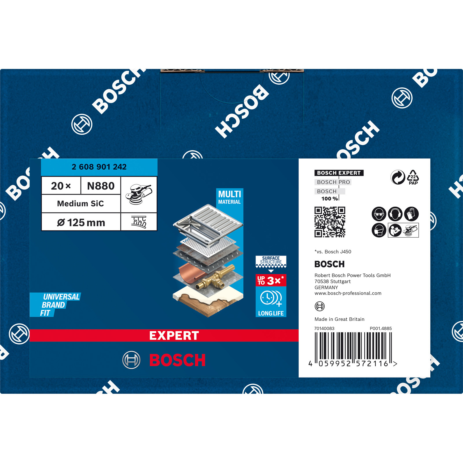 Bosch 20x Expert N880 Vliesscheibe für Exzenterschleifer 125 mm Medium S - 2608901242