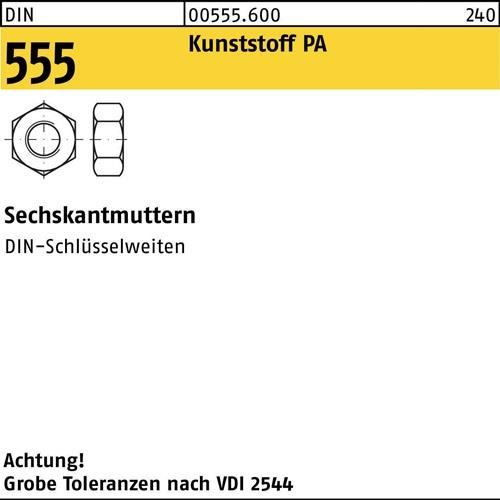 Sechskantmutter DIN 555 M5 Polyamid 200 Stück