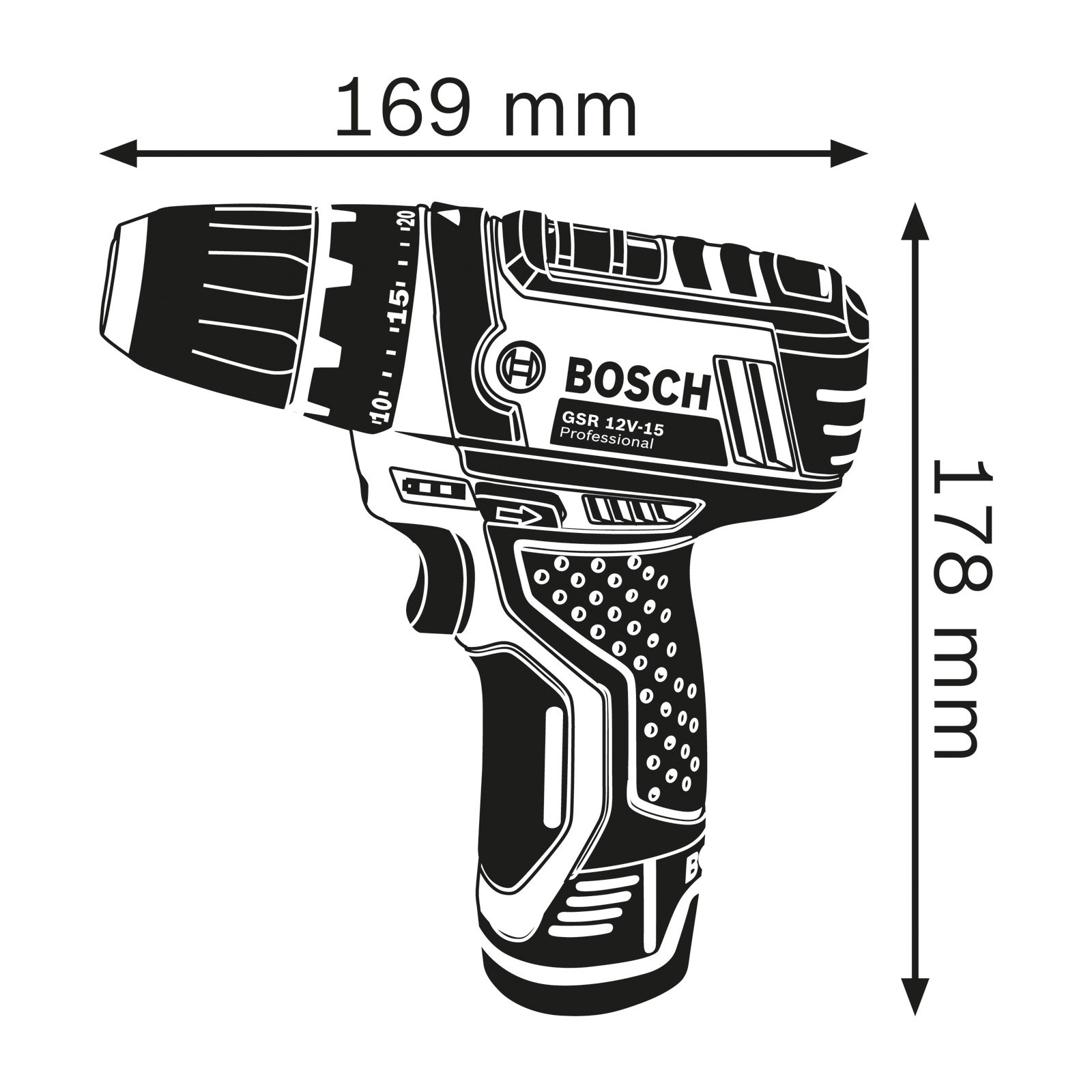 Bosch Akku-Bohrschrauber GSR 12V-15 / 1x 2,0 Ah Akku