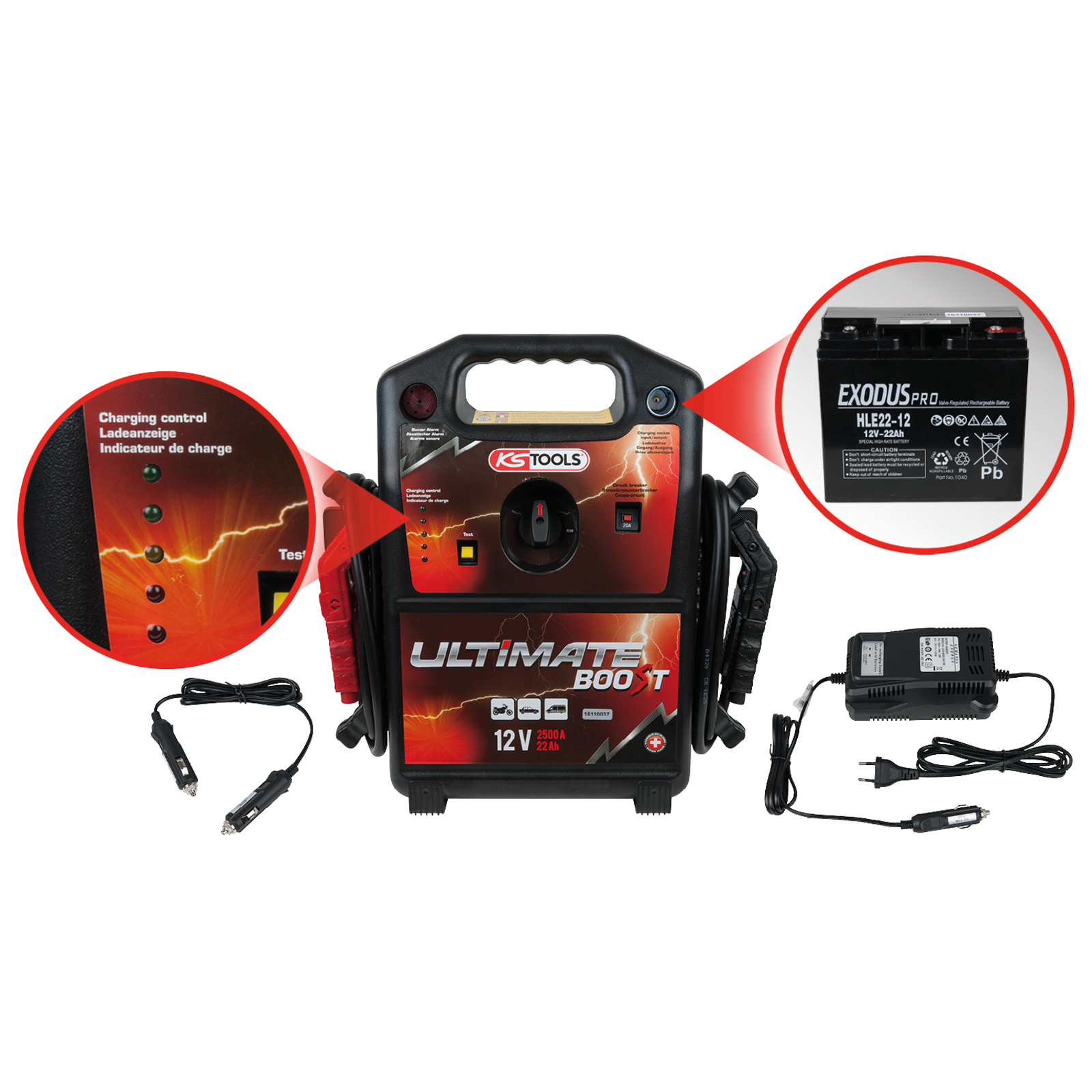 KS TOOLS 12 V Batterie-Booster mobiles Starthilfegerät 850 A - 550.1810