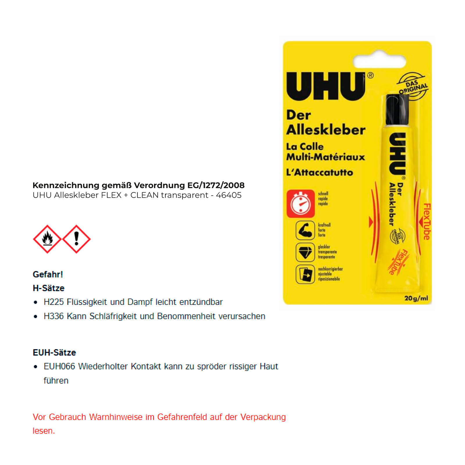 UHU Alleskleber FLEX + CLEAN transparent - 46405