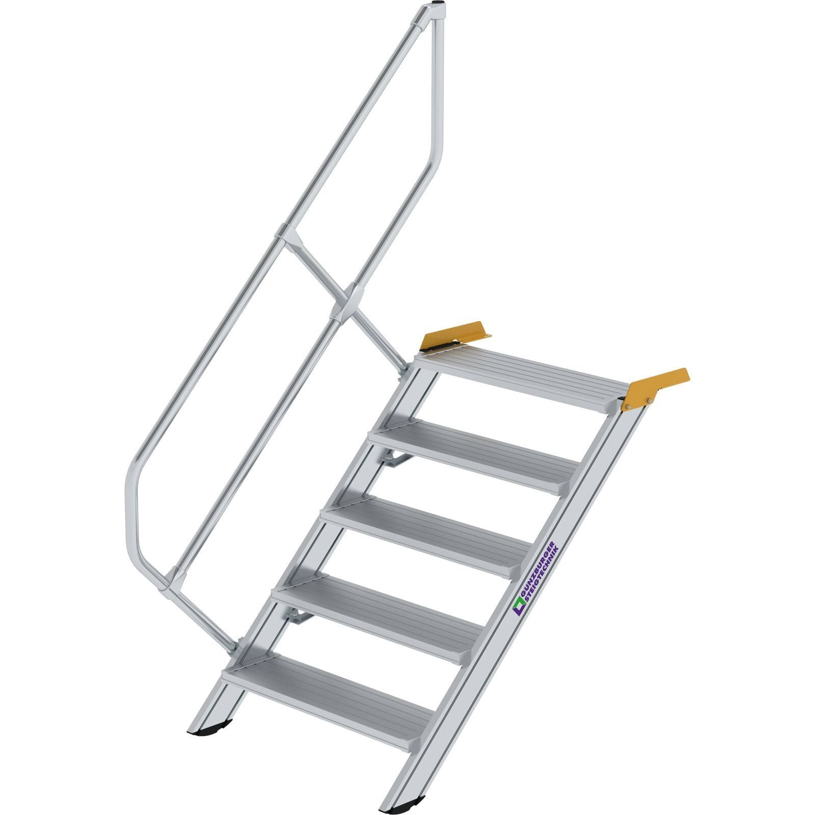 Günzburger Steigtechnik Treppe 45° Stufenbreite 800 mm 5 Stufen Aluminium geriffelt - 600265