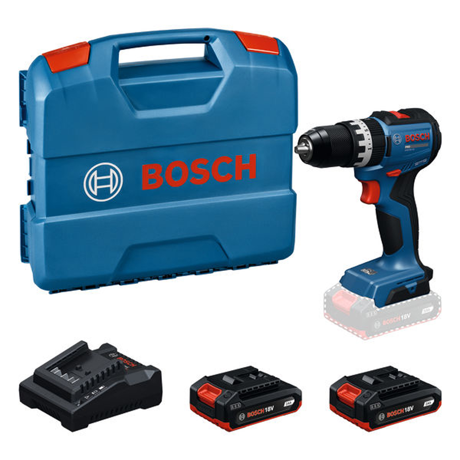 Bosch Akku-Schlagbohrschrauber GSB18V-52 / 2 x Akku GBA 18V 2.0Ah in L-Case - 06019S0123