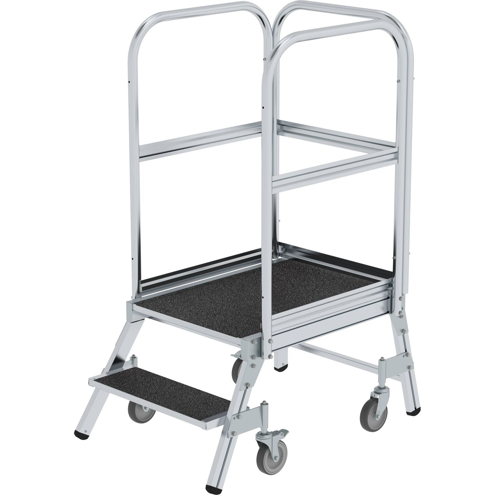 Günzburger Steigtechnik Podesttreppe einseitig begehbar mit Federrolle Korundbeschichtung