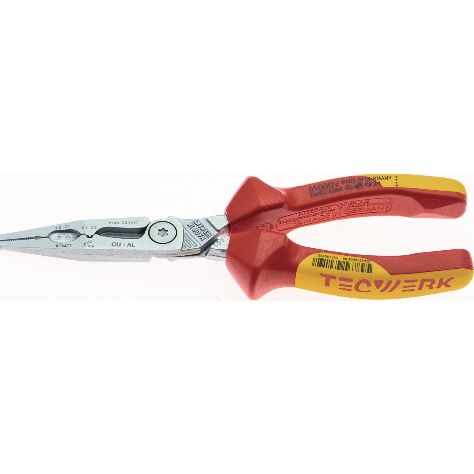 Multifunktionszange 6in1 L.180mm 3-Komponenten-Hüllen TECWERK