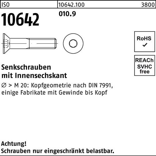 Senkschraube ISO 10642 Innensechskant M 24 x 130 010.9 10 Stück