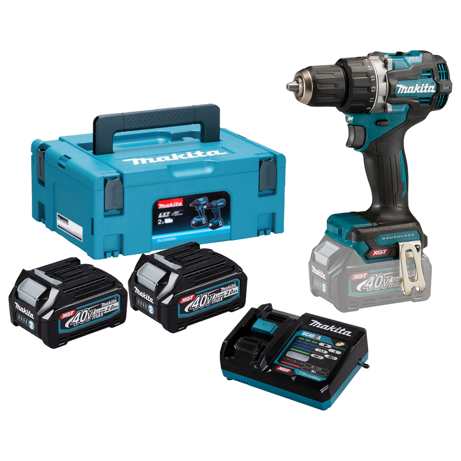 Makita DF002GA202 Akku-Bohrschrauber 40V max. / 2x 2,0 Ah Akku + Ladegerät im Makpac