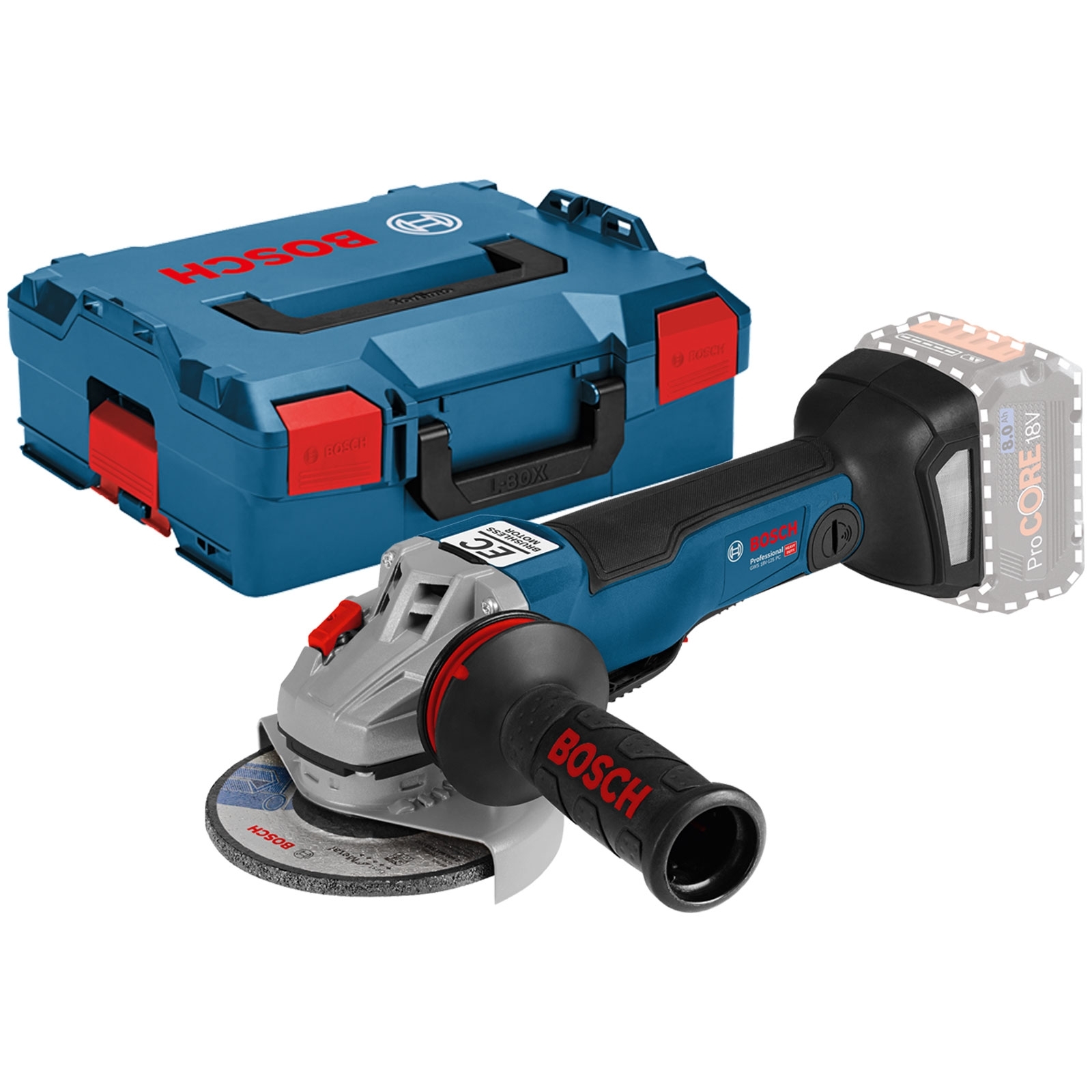 Bosch Akku-Winkelschleifer GWS 18V-10 PC Ø 125 mm Clic&Go Solo in L-Boxx - 06019G3E0B