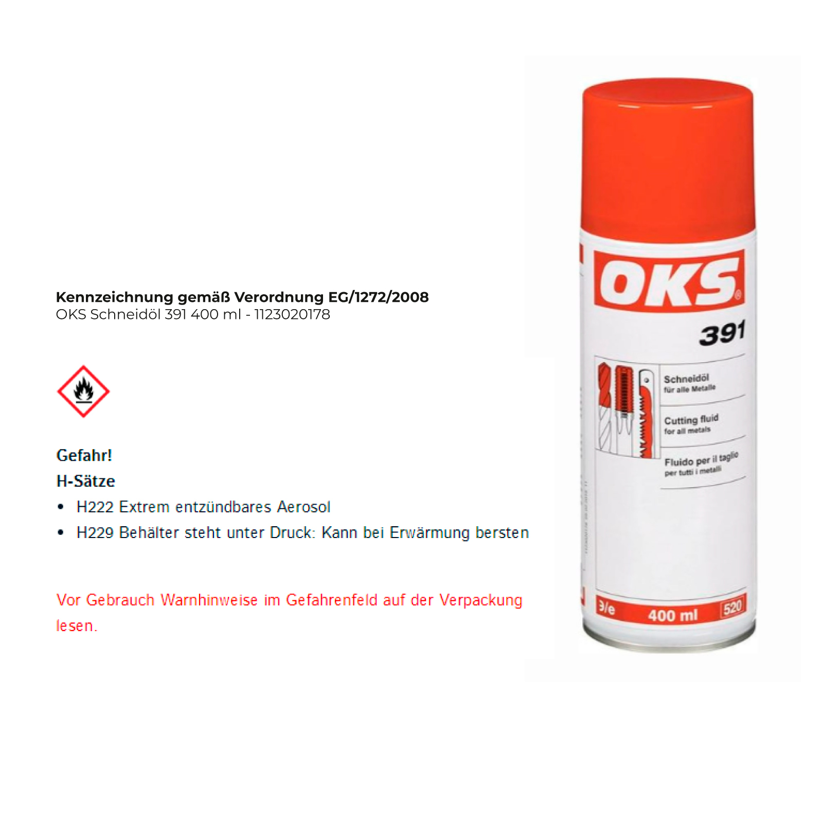 OKS Schneidöl 391 400 ml - 1123020178