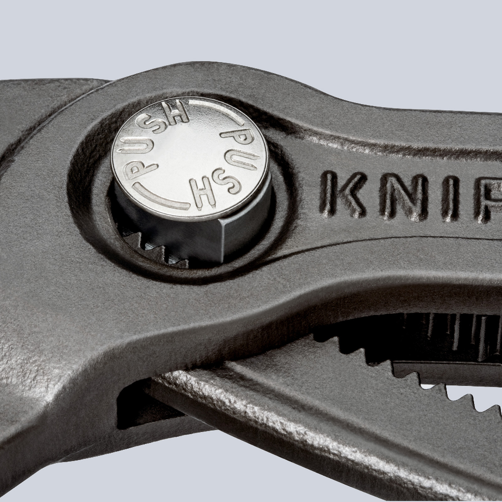 Knipex Cobra® mit Befestigungsöse grau atramentiert, mit Mehrkomponenten-Hüllen, mit integrierter Befestigungsöse zum Anbringen einer Absturzsicherung 300 mm - 8702300TBK