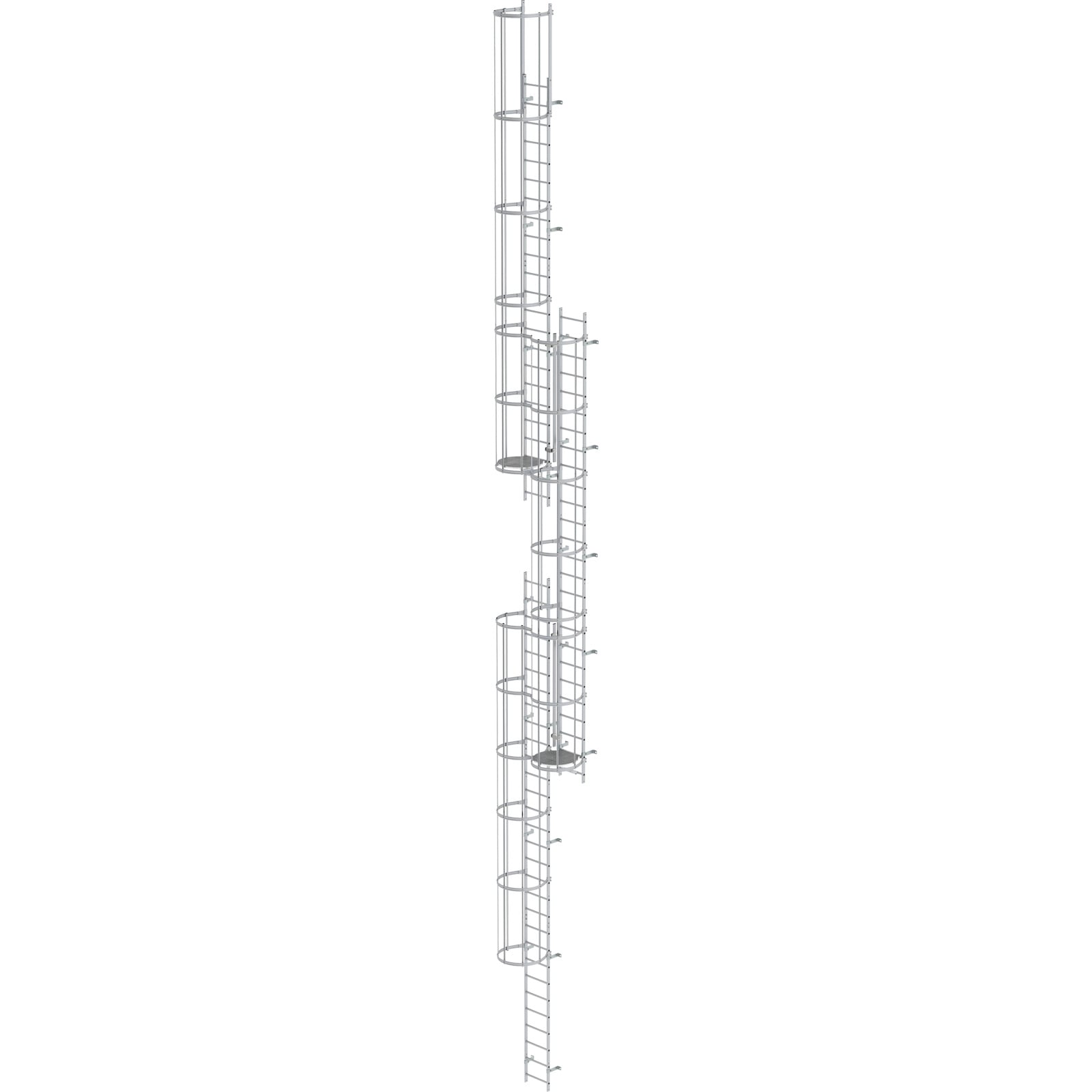 Günzburger Steigtechnik mehrzügige Steigleiter mit Rückenschutz (Maschinen) Aluminium blank 17,16 m - 510256