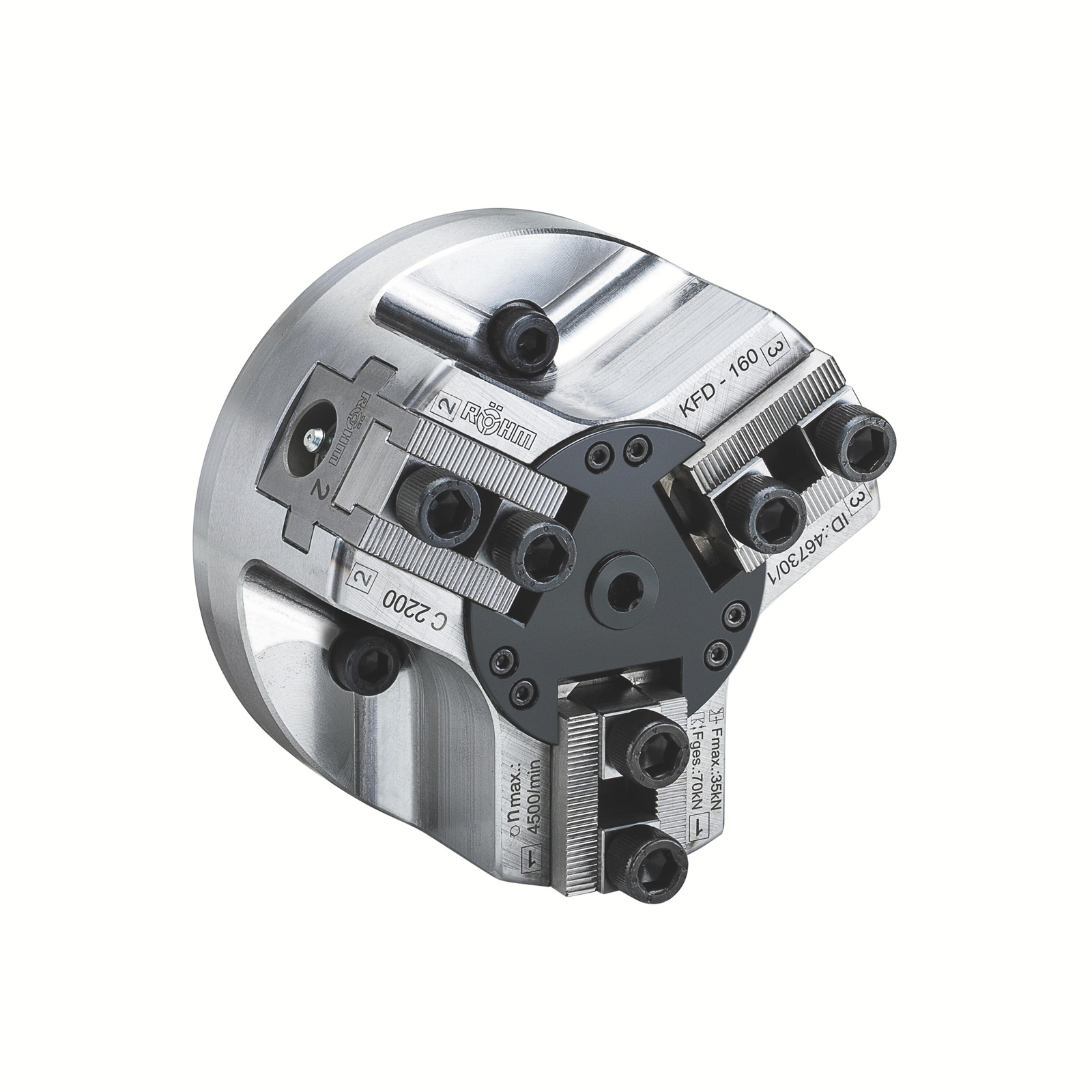 Röhm Kraftspannfutter KFD 200, 3-Backen, gewichtserleichert, Zylindrische Zentrieraufnahme - 046744