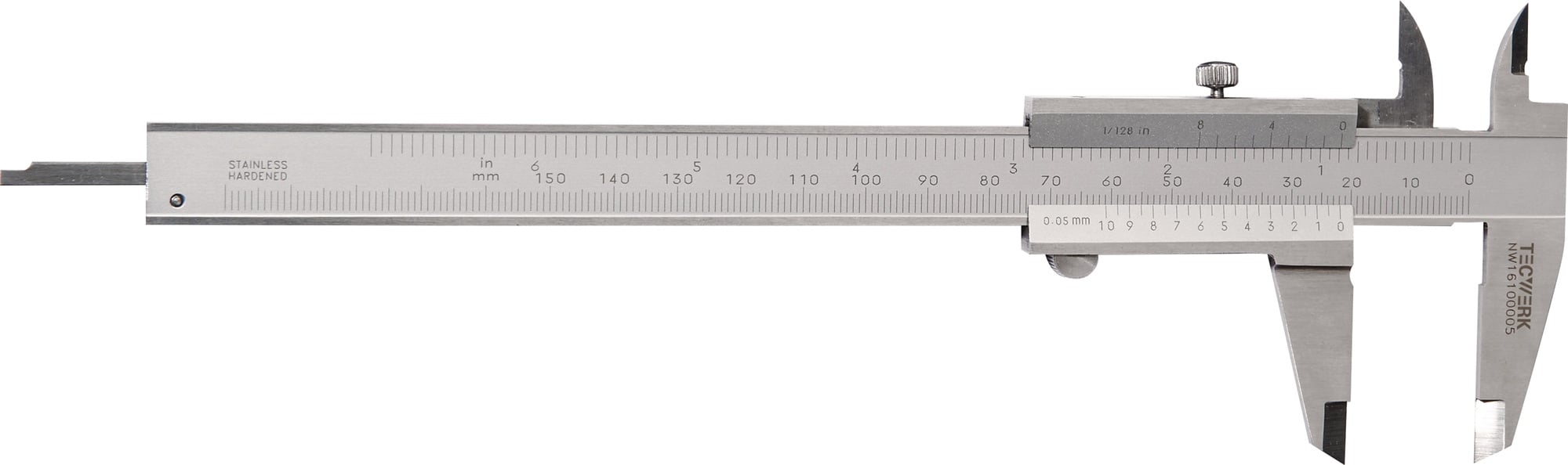 Taschenmessschieber DIN 862 150mm m.Schr.eck.f.Linkshänder TECWERK