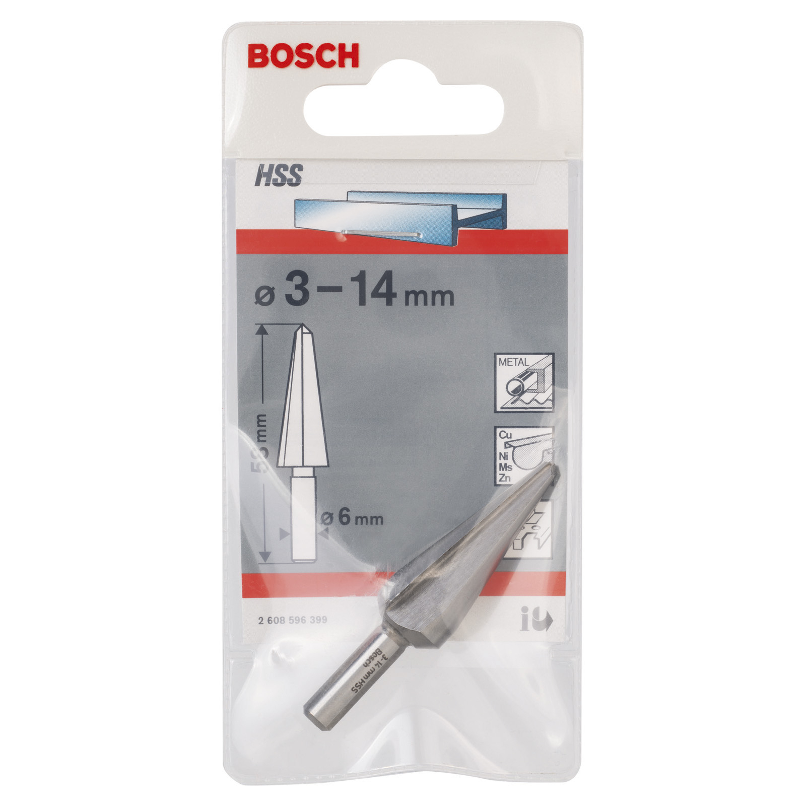 Bosch Blechschälbohrer HSS zylindrisch 3 - 14 mm 58 mm 6 mm - 2608596399