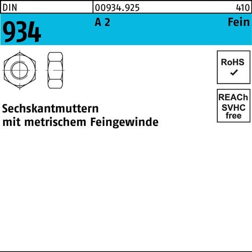 Sechskantmutter DIN 934 M 36 x 1,5 A 2 5 Stück