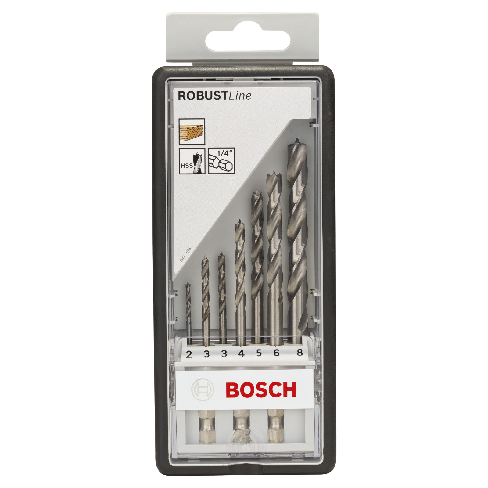 Bosch Holzspiralbohrer-Set Robust Line 1/4"-Sechskantschaft 7tlg. 2 - 8 mm - 2607019923