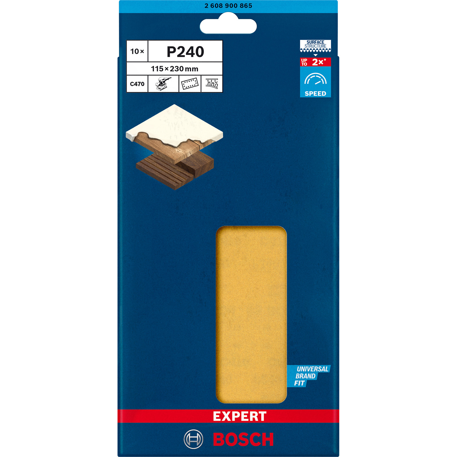 Bosch 10x Expert C470 Schleifpapier mit 14 Löchern für Schwingschleifer 115 x 230 mm G 240 - 2608900865