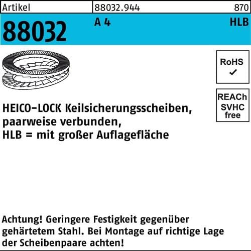 Keilsicherungsscheibe R 88032 HLB- 6S A 4 geklebt breit 200 Stück HEICO